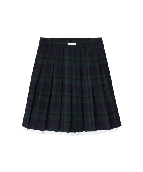 チェックレイヤードウールプリーツスカート_ネイビー（スカート