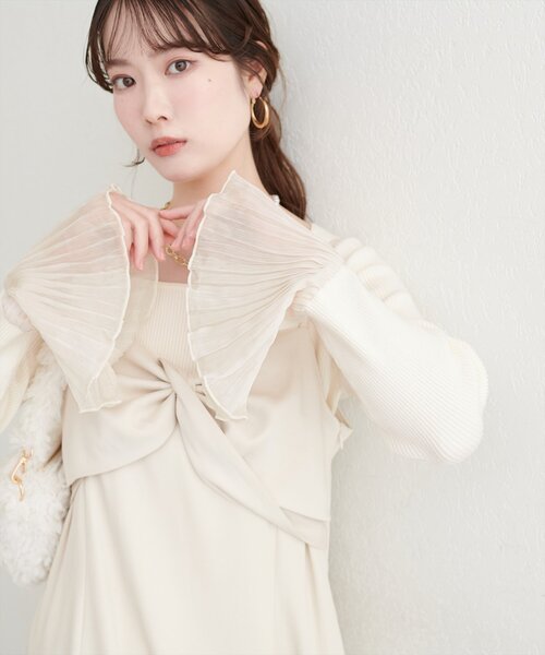 natural couture(ナチュラルクチュール)の「【WEB限定】袖フリルニット(ニット/セーター・レディース・ブラック/アイボリー/ブラウン・FREE)」の2枚目の写真