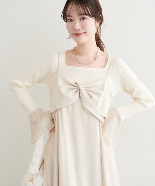 natural couture(ナチュラルクチュール)の「【WEB限定】袖フリルニット(ニット/セーター・レディース・ブラック/アイボリー/ブラウン・FREE)」の5枚目の写真