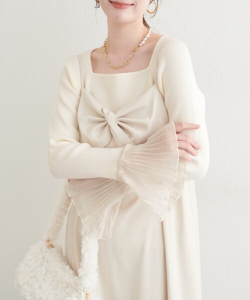 natural couture(ナチュラルクチュール)の「【WEB限定】袖フリルニット(ニット/セーター・レディース・ブラック/アイボリー/ブラウン・FREE)」の6枚目の写真