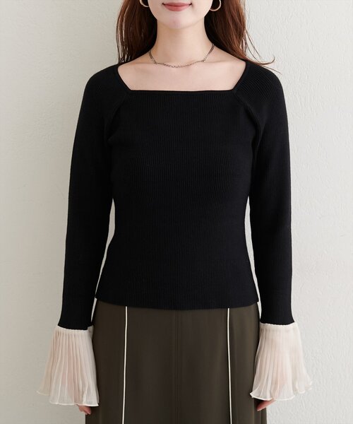natural couture(ナチュラルクチュール)の「【WEB限定】袖フリルニット(ニット/セーター・レディース・ブラック/アイボリー/ブラウン・FREE)」の13枚目の写真