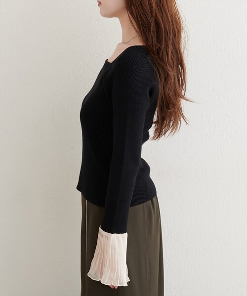 natural couture(ナチュラルクチュール)の「【WEB限定】袖フリルニット(ニット/セーター・レディース・ブラック/アイボリー/ブラウン・FREE)」の14枚目の写真