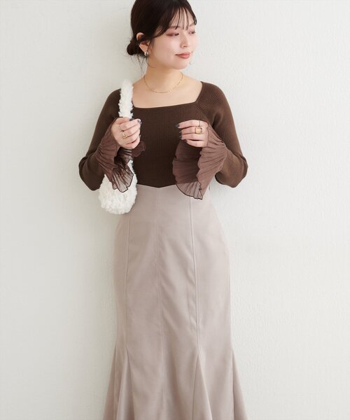 natural couture(ナチュラルクチュール)の「【WEB限定】袖フリルニット(ニット/セーター・レディース・ブラック/アイボリー/ブラウン・FREE)」の21枚目の写真