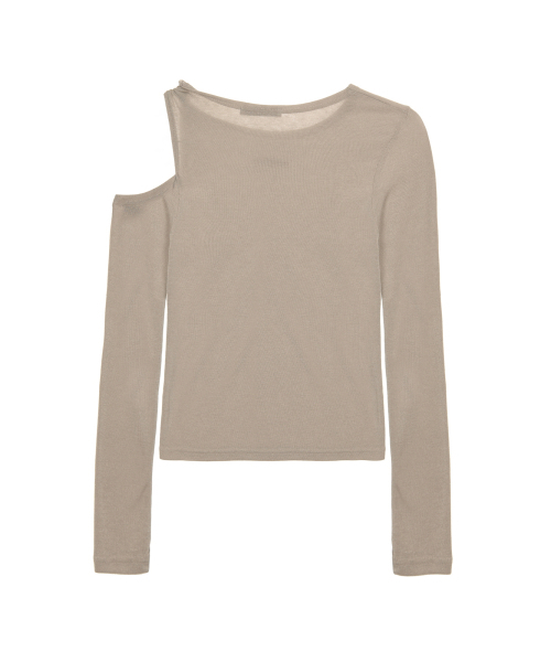 NICK&NICOLE(ニックアンドニコール)の「TWIST CUT OUT RIBBED SLEEVE TOP_BROWN(Tシャツ/カットソー・レディース・その他・FREE)」の5枚目の写真