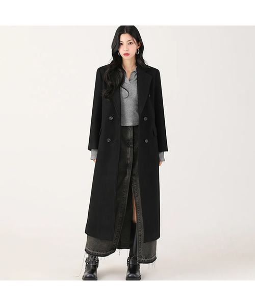 Anna Double Long Coat BLACK（チェスターコート）｜AVANDRESS（アバン
