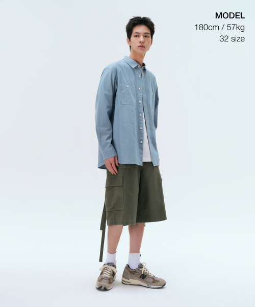 MUSINSA STANDARD（ムシンサスタンダード）の「ブリティッシュアーミーカーゴバミューダパンツ[カーキ]（その他パンツ・メンズ・その他・26/27/28/29/36/34/32/30/31/33/42）」の2枚目の写真