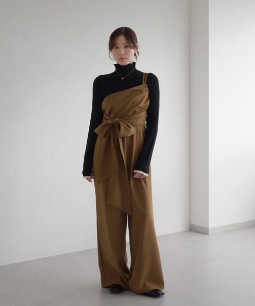 aimeine 肩リボン付きオールインワン 24時間以内発送 aimeine 肩リボン