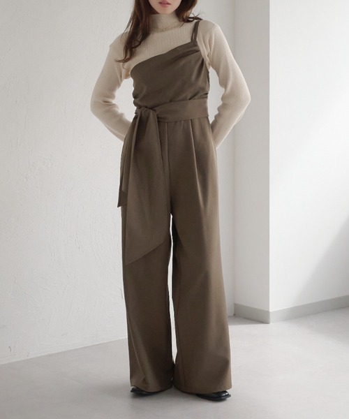 リボン付きワンショルダーオールインワン(つなぎ/オールインワン リボン付きワンショルダーオールインワン(つなぎ/オールインワン