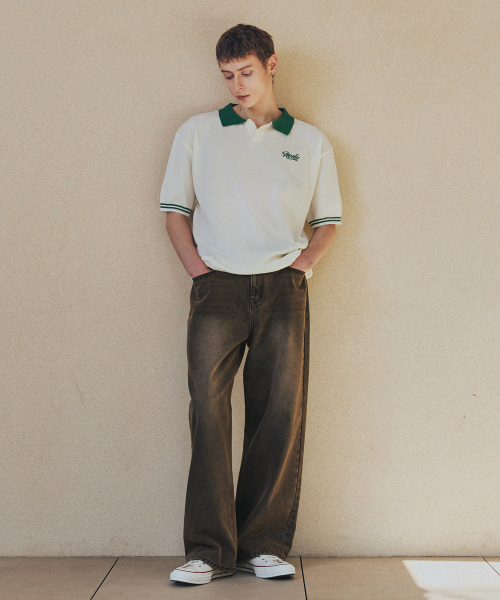 NODU（ノードユー）の「ワイドウォッシングデニムパンツ[ブラウン]（デニムパンツ・メンズ・その他・SMALL/MEDIUM/LARGE）」の2枚目の写真
