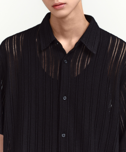 MUSINSA STANDARD（ムシンサスタンダード）の「リラックスドクロシェ半袖シャツ[ブラック]（シャツ/ブラウス・メンズ・その他・SMALL/MEDIUM/LARGE/X-LARGE/XX-LARGE）」の4枚目の写真