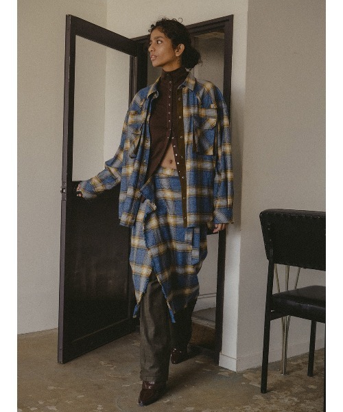 ELCHELE(エルチェレ)の「BLOUSING CHECK SHIRT(シャツ/ブラウス・レディース・ブラウン/グリーン/ブルー・FREE)」の17枚目の写真
