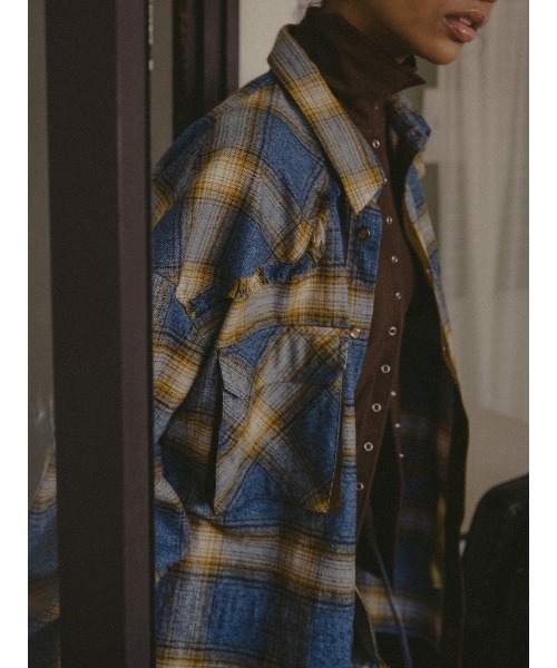 ELCHELE(エルチェレ)の「BLOUSING CHECK SHIRT(シャツ/ブラウス・レディース・ブラウン/グリーン/ブルー・FREE)」の18枚目の写真