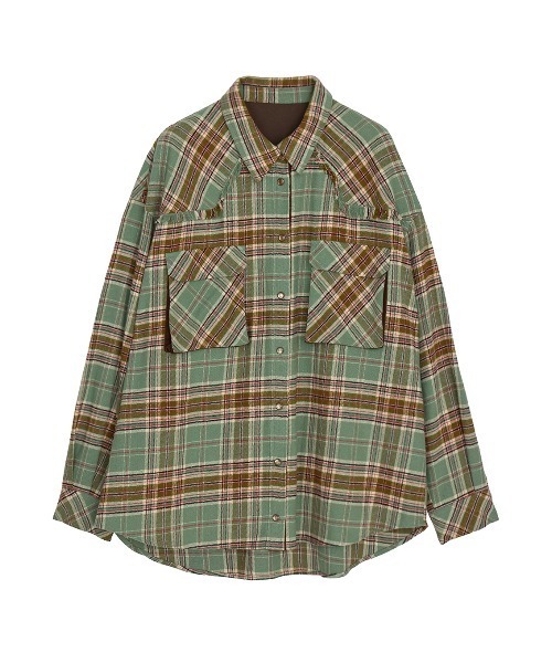 ELCHELE(エルチェレ)の「BLOUSING CHECK SHIRT(シャツ/ブラウス・レディース・ブラウン/グリーン/ブルー・FREE)」の21枚目の写真