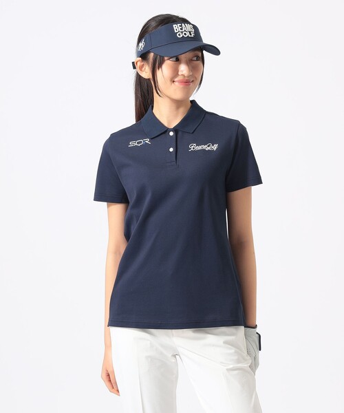 BEAMS GOLF(ビームスゴルフ)の「〈WOMEN〉 ORANGE LABEL / USシリーズ SQR ストレッチ鹿の子 ポロシャツ(吸水速乾・UVカット)(ポロシャツ・レディース・ネイビー/ホワイト・LARGE/SMALL/MEDIUM)」の2枚目の写真