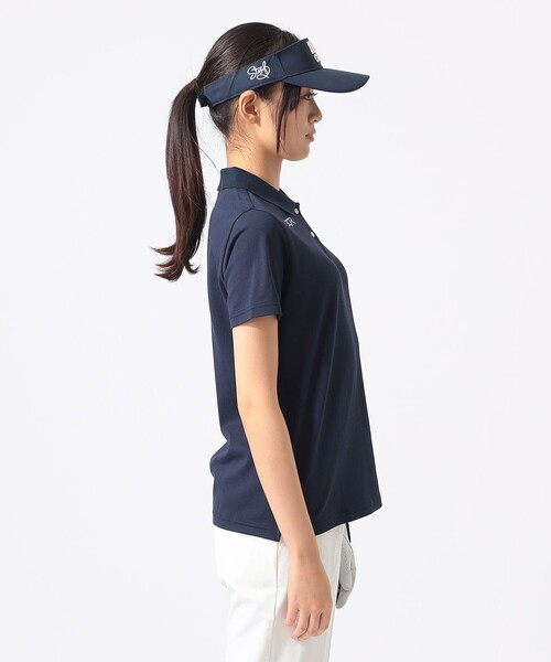 BEAMS GOLF(ビームスゴルフ)の「〈WOMEN〉 ORANGE LABEL / USシリーズ SQR ストレッチ鹿の子 ポロシャツ(吸水速乾・UVカット)(ポロシャツ・レディース・ネイビー/ホワイト・LARGE/SMALL/MEDIUM)」の3枚目の写真