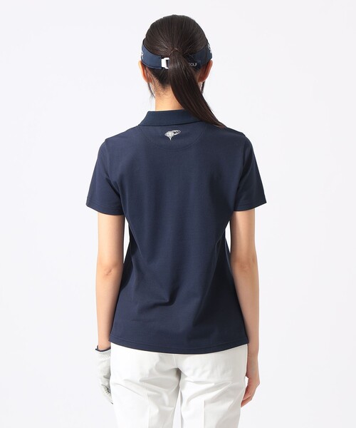 BEAMS GOLF(ビームスゴルフ)の「〈WOMEN〉 ORANGE LABEL / USシリーズ SQR ストレッチ鹿の子 ポロシャツ(吸水速乾・UVカット)(ポロシャツ・レディース・ネイビー/ホワイト・LARGE/SMALL/MEDIUM)」の4枚目の写真