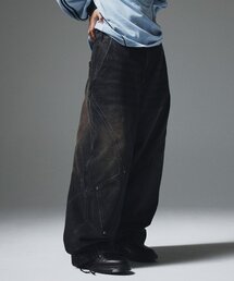 TRAVEL（トラベル）の「Wheat Denim Rivet Balloon Pants Black（デニムパンツ）」