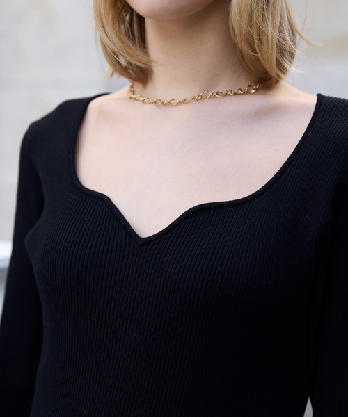 セール】レーストリムHeart neckニットワンピース（ワンピース）｜EIMY