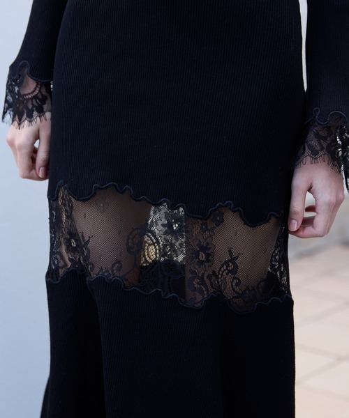 セール】レーストリムHeart neckニットワンピース（ワンピース）｜EIMY