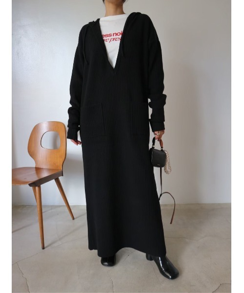 TRUNC(トランクエイティーエイト)の「Hoodie Knit Dress(ワンピース・レディース・ブラウン/ブラック・FREE)」の20枚目の写真