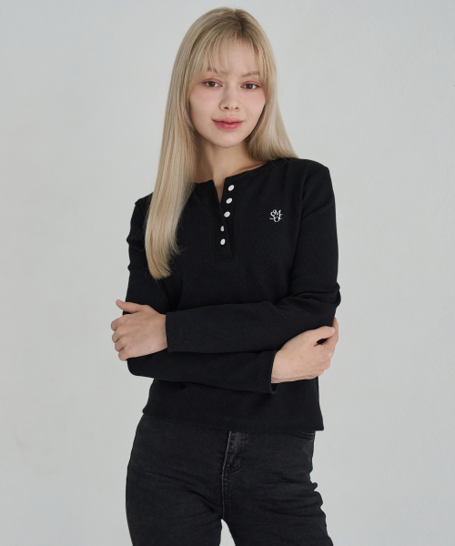 5OML(オーオーエムエル)の「ボタンリブロングスリーブ(ホワイトメランジ)(Tシャツ/カットソー・レディース・ライトホワイト・MEDIUM/LARGE)」の5枚目の写真