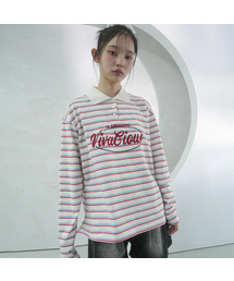 Amazing Stripe Rugby Long Tee RED