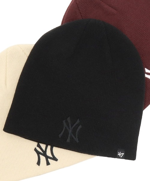 '47（フォーティーセブン）の「’47BRANDフォーティーセブン ニット帽 ビーニー NYニューヨークヤンキース（ニットキャップ/ビーニー・メンズ・ブラック/ブラック系/ホワイト/レッド・FREE）」の3枚目の写真