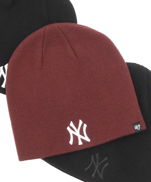 '47（フォーティーセブン）の「’47BRANDフォーティーセブン ニット帽 ビーニー NYニューヨークヤンキース（ニットキャップ/ビーニー・メンズ・ブラック/ブラック系/ホワイト/レッド・FREE）」の4枚目の写真