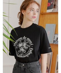 ウィメンズルリスリラックスクロップTシャツブラックホワイト(FCC2TS385W)