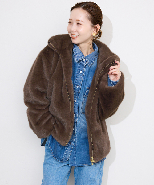 WEB限定/追加》FAKEファーフードブルゾン（その他アウター）｜SLOBE