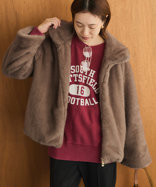 SLOBE IENA(スローブイエナ)の「《WEB限定/追加》FAKEファーフードブルゾン(その他アウター・レディース・ブラウン/ベージュ・FREE)」の19枚目の写真