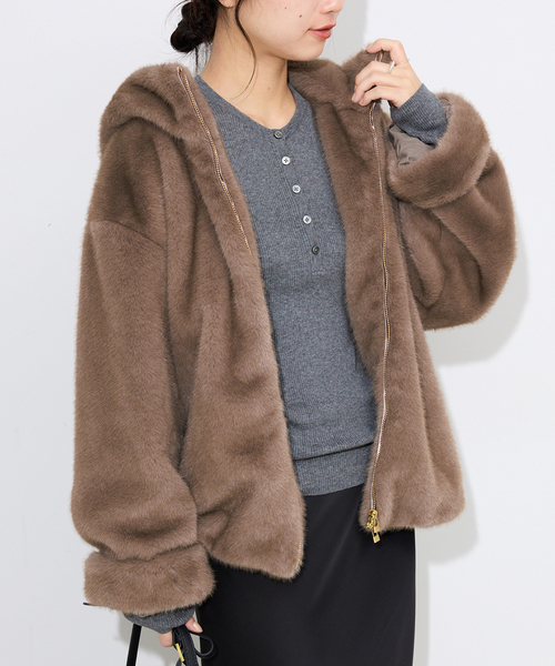 WEB限定/追加》FAKEファーフードブルゾン（その他アウター）｜SLOBE