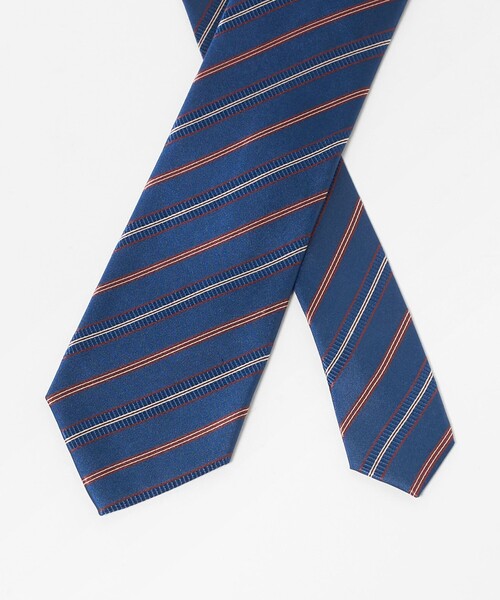 green label relaxing（グリーンレーベルリラクシング）の「GLR 8.0cm ストライプ ネクタイ（ネクタイ・メンズ・ダークグリーン/コバルトブルー・FREE）」の4枚目の写真