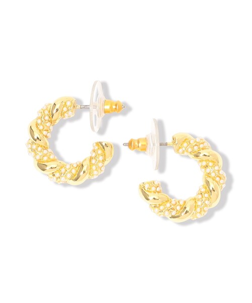Kenneth Jay Lane(ネスジェイレーン)の「Kenneth Jay Lane Pearl Pave Hoops ピアス(ピアス(両耳用)・レディース・ゴールド系その他・FREE)」の2枚目の写真