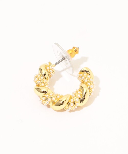 Kenneth Jay Lane(ネスジェイレーン)の「Kenneth Jay Lane Pearl Pave Hoops ピアス(ピアス(両耳用)・レディース・ゴールド系その他・FREE)」の3枚目の写真