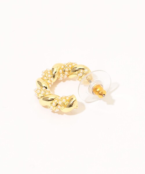 Kenneth Jay Lane(ネスジェイレーン)の「Kenneth Jay Lane Pearl Pave Hoops ピアス(ピアス(両耳用)・レディース・ゴールド系その他・FREE)」の4枚目の写真