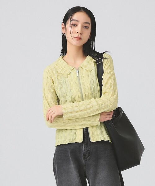 Ray BEAMS(レイビームス)の「カット ジャカード ジップ シャツ(Tシャツ/カットソー・レディース・ブラック/オフホワイト/クリーム・ONE SIZE)」の15枚目の写真