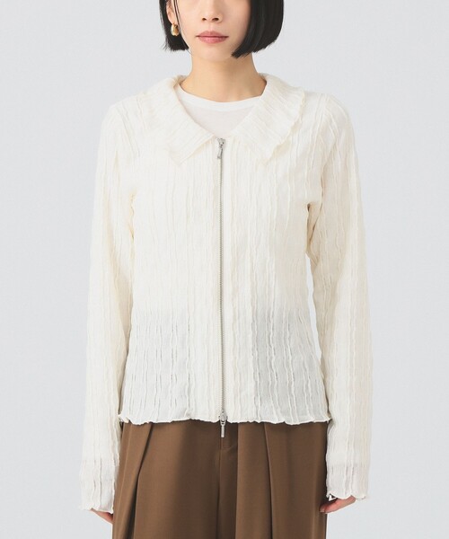 Ray BEAMS(レイビームス)の「カット ジャカード ジップ シャツ(Tシャツ/カットソー・レディース・ブラック/オフホワイト/クリーム・ONE SIZE)」の16枚目の写真