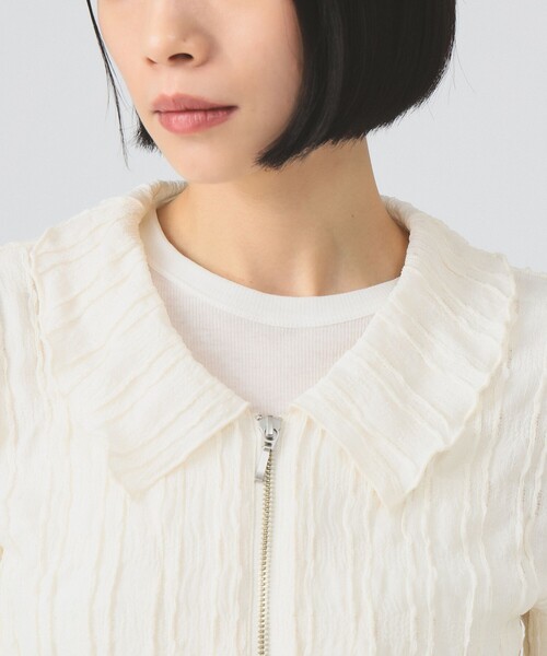Ray BEAMS(レイビームス)の「カット ジャカード ジップ シャツ(Tシャツ/カットソー・レディース・ブラック/オフホワイト/クリーム・ONE SIZE)」の19枚目の写真