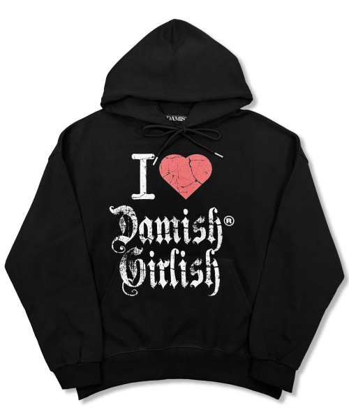 DAMISH（ダミシュ）の「ガーリー ハート ヴィンテージ グラフィック フードパーカー_ブラック（パーカー・レディース・ブラック・FREE）」の2枚目の写真