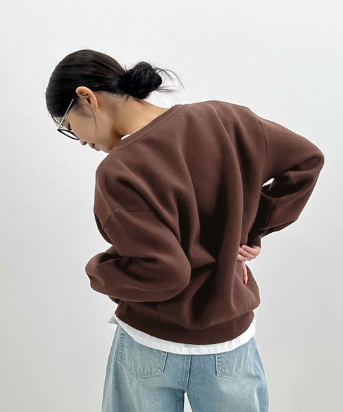Futier land（フューティアランド）の「ヘンリーネックニットPO（ニット/セーター・レディース・ブラウン/オフホワイト/グレー・FREE）」の8枚目の写真