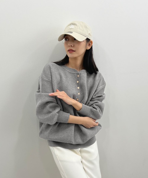 Futier land（フューティアランド）の「ヘンリーネックニットPO（ニット/セーター・レディース・ブラウン/オフホワイト/グレー・FREE）」の14枚目の写真