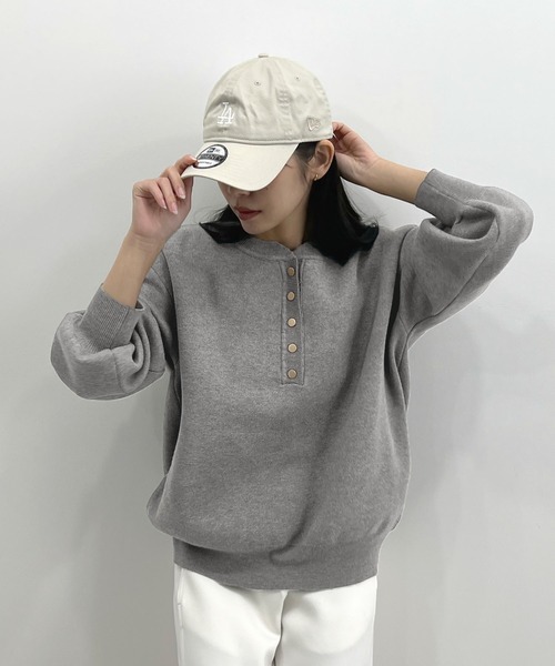 Futier land（フューティアランド）の「ヘンリーネックニットPO（ニット/セーター・レディース・ブラウン/オフホワイト/グレー・FREE）」の15枚目の写真