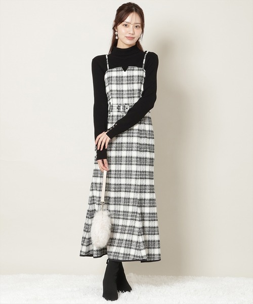 WILLSELECTION(ウィルセレクション)の「ベルト付きVカットマーメイドキャミワンピース(ワンピース・レディース・ブラック系その他/チャコールグレー/ピンク・FREE)」の2枚目の写真