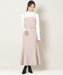 ベルト付きVカットマーメイドキャミワンピース