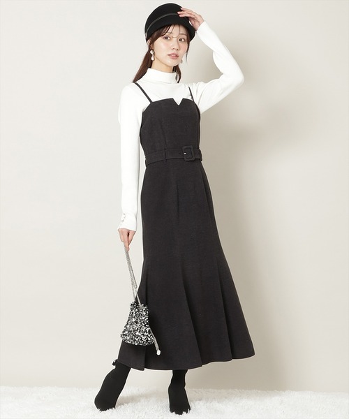 WILLSELECTION(ウィルセレクション)の「ベルト付きVカットマーメイドキャミワンピース(ワンピース・レディース・ブラック系その他/チャコールグレー/ピンク・FREE)」の3枚目の写真