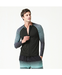 BASIC ELLE（ベーシックエル）の「メンズ ジオメトリック ラッシュガード BEM-S901K（ラッシュガード）」