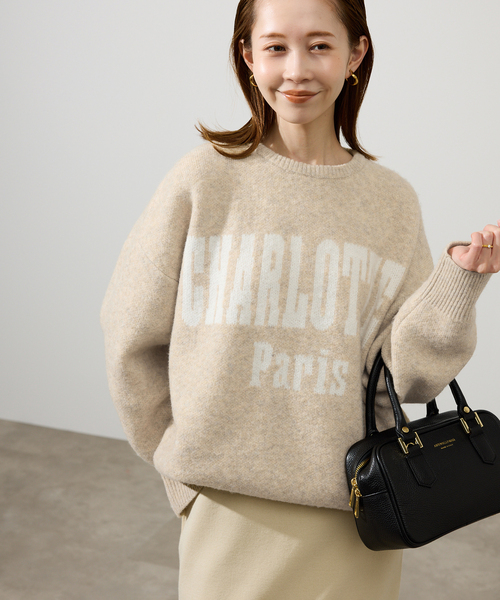 SLOBE IENA（スローブイエナ）の「CHARLOTTE ロゴニット（ニット/セーター・レディース・ベージュ/グレー/ブラック・FREE）」の3枚目の写真