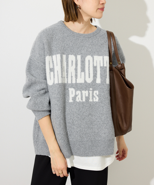SLOBE IENA（スローブイエナ）の「CHARLOTTE ロゴニット（ニット/セーター・レディース・ベージュ/グレー/ブラック・FREE）」の2枚目の写真