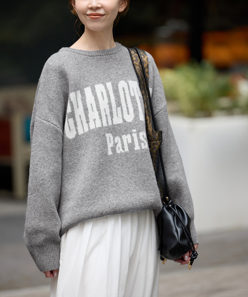 SLOBE IENA（スローブイエナ）の「CHARLOTTE ロゴニット（ニット/セーター・レディース・ベージュ/グレー/ブラック・FREE）」の5枚目の写真